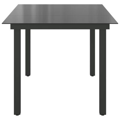 vidaXL Patio Table Black 59.1"x35.4"x29.1" Aluminum and Glass