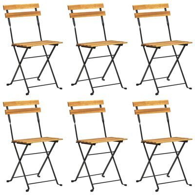 vidaXL Folding Patio Chairs 6 pcs Steel and Solid Wood Acacia