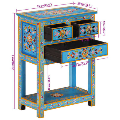 vidaXL Sideboard Turquoise 21.7"x11.8"x29.9" Solid Wood Mango