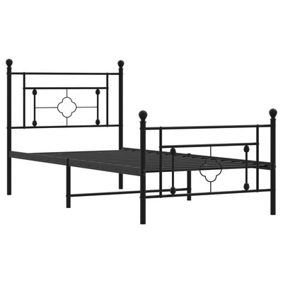 vidaXL Metal Bed Frame without Mattress with Footboard Black 39.4"x78.7"