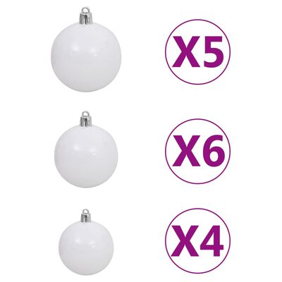 vidaXL Artificial Pre-lit Christmas Tree with Ball Set White 47.2" PVC