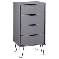 vidaXL Drawer Cabinet Gray 17.7"x15.6"x35.6" Solid Pine Wood