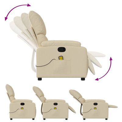 vidaXL Massage Recliner Chair Cream Fabric