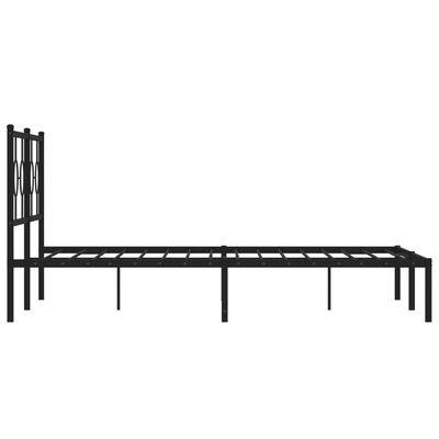 vidaXL Metal Bed Frame without Mattress with Headboard Black 59.1"x78.7"