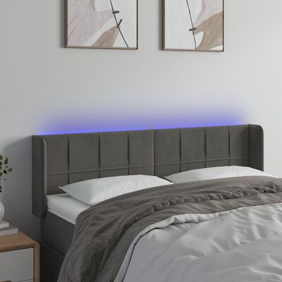 vidaXL LED Headboard Dark Gray 57.9"x6.3"x30.7"/34.6" Velvet