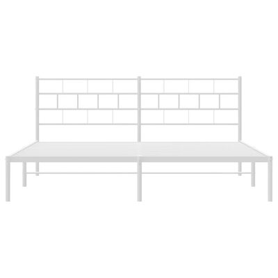 vidaXL Metal Bed Frame without Mattress with Headboard White 76"x79.9"