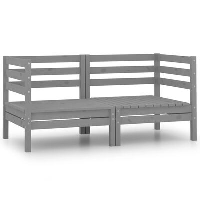 vidaXL Patio 2-Seater Sofa Gray Solid Wood Pine