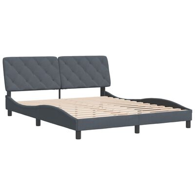 vidaXL Bed Frame without Mattress Dark Gray 59.8"x79.9" Velvet