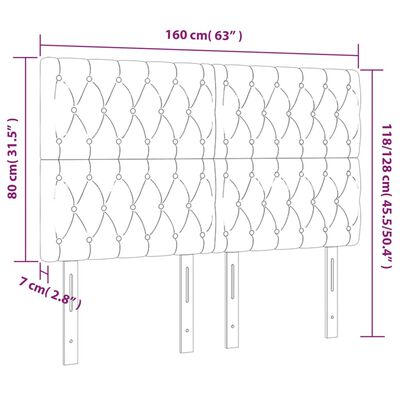 vidaXL LED Headboard Light Gray 63"x2.8"x46.5"/50.4" Fabric