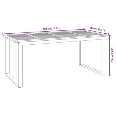 vidaXL 7 Piece Patio Dining Set Solid Wood Acacia and Metal