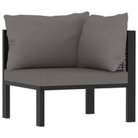 vidaXL Sectional Corner Sofa with Left Armrest Poly Rattan Anthracite