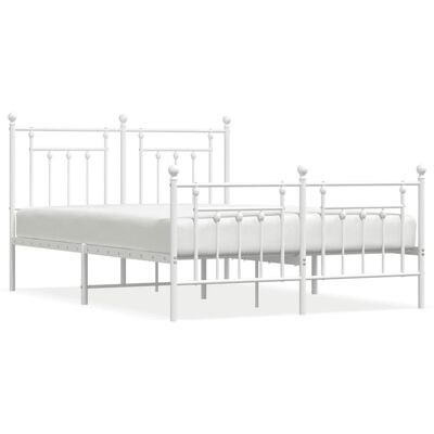 vidaXL Metal Bed Frame without Mattress with Footboard White 59.1"x78.7"