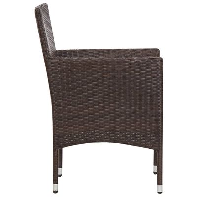 vidaXL 5 Piece Patio Lounge Set With Cushions Poly Rattan Brown