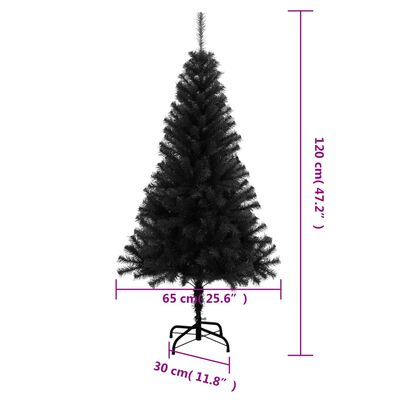 vidaXL Artificial Christmas Tree with Stand Black 4 ft PVC