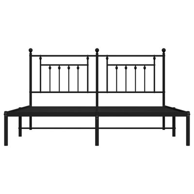 vidaXL Metal Bed Frame without Mattress with Headboard Black 72"x83.9"