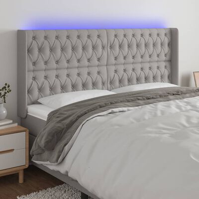 vidaXL LED Headboard Light Gray 64.2"x6.3"x46.5"/50.4" Fabric