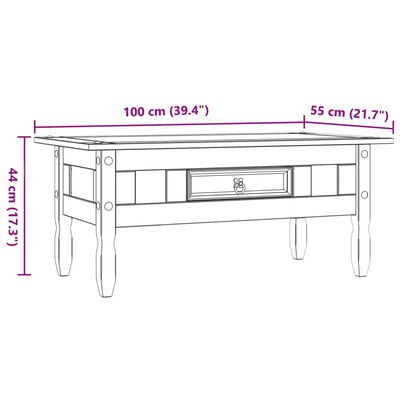 vidaXL Coffee Table Mexican Pine Corona Range 39.4"x21.7"x17.3"