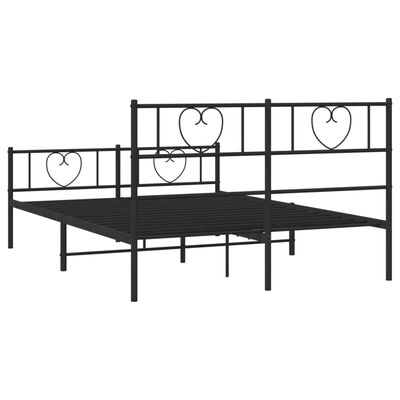 vidaXL Metal Bed Frame with Headboard and Footboard Black 59.1"x78.7"