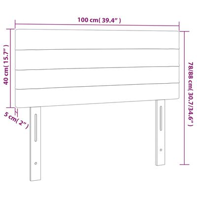 vidaXL LED Headboard Light Gray 39.4"x2"x30.7"/34.6" Fabric