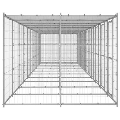 vidaXL Outdoor Dog Kennel Galvanized Steel with Roof 286.5 ft²