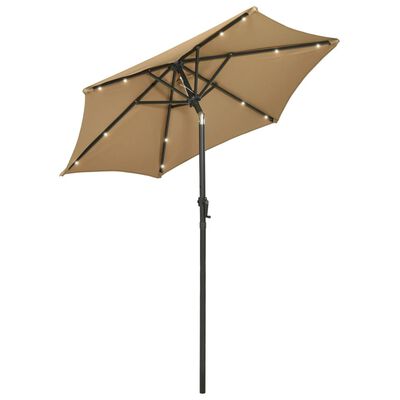 vidaXL Garden Parasol with LED Lights Taupe 78.7"x83.1" Aluminum