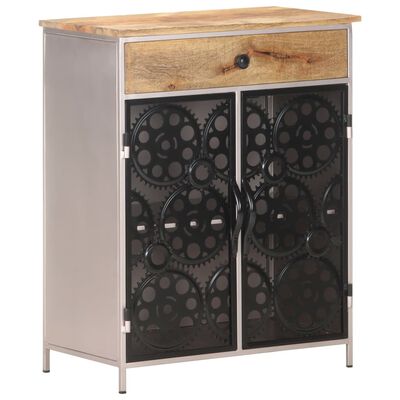 vidaXL Sideboard 23.6"x13.8"x29.5" Rough Mango Wood & Iron