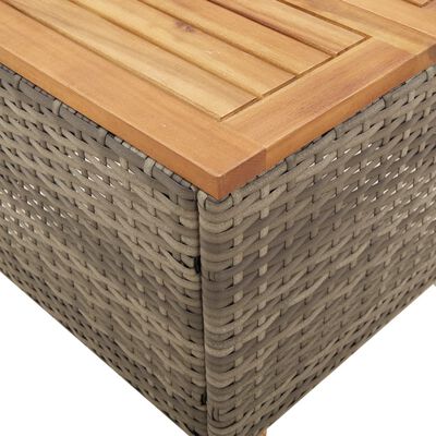 vidaXL Patio Table Gray 17.7"x17.7"x14.6" Poly Rattan Acacia Wood