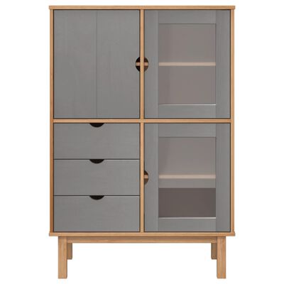 vidaXL Highboard OTTA Brown and Gray 33.5"x16.9"x49.2" Solid Wood Pine