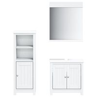 vidaXL 3 Piece Bathroom Furniture Set BERG White Solid Wood Pine