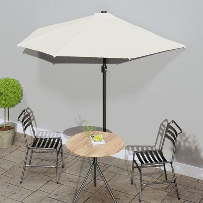 vidaXL Garden Parasol with Aluminum Pole Sand 106.3"x56.7" Half