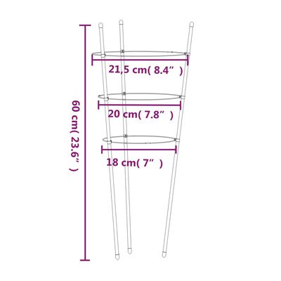 vidaXL Garden Plant Supports with 3 Rings 5 pcs Green 23.6" Steel