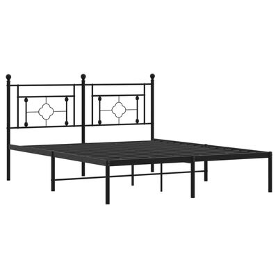 vidaXL Metal Bed Frame without Mattress with Headboard Black 59.1"x78.7"