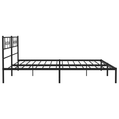 vidaXL Metal Bed Frame without Mattress with Headboard Black 76"x79.9"