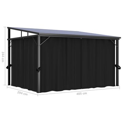 vidaXL Gazebo with Curtain 13.3'x9.6'x8' Anthracite