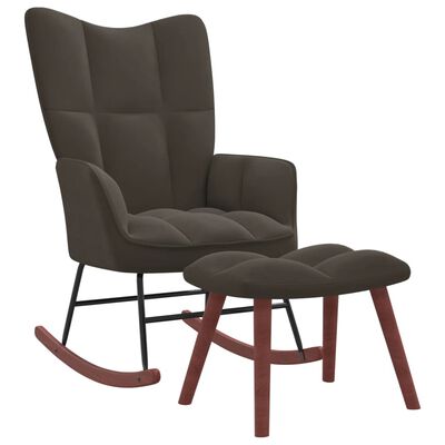 vidaXL Rocking Chair with Ottoman Dark Gray Velvet