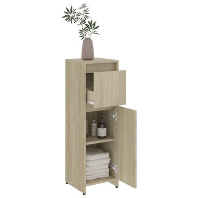 vidaXL 3 Piece Bathroom Furniture Set Sonoma Oak Engineered Wood