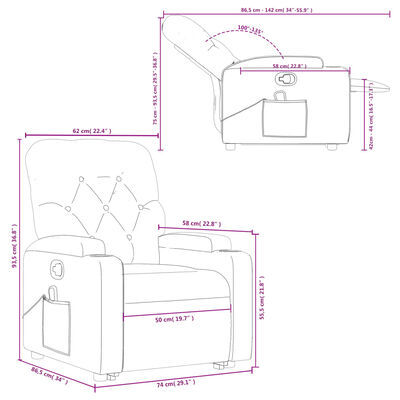 vidaXL Stand up Massage Recliner Chair Black Fabric