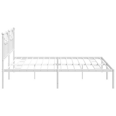 vidaXL Metal Bed Frame without Mattress with Headboard White 76"x79.9"