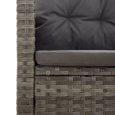 vidaXL Reclining Corner Sofa with Cushions Gray Poly Rattan