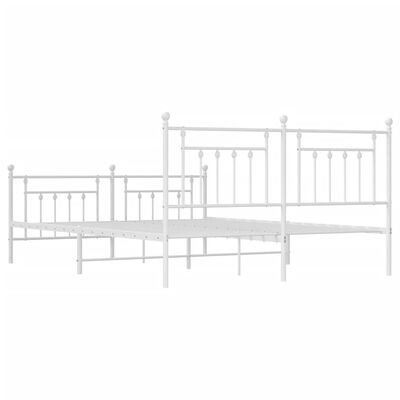 vidaXL Metal Bed Frame without Mattress with Footboard White 72"x83.9"