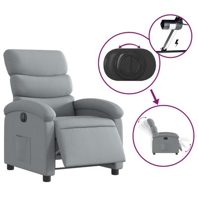 vidaXL Electric Recliner Chair Light Gray Fabric