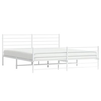 vidaXL Metal Bed Frame without Mattress with Footboard White 76"x79.9"