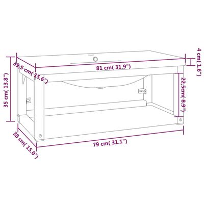 vidaXL Bathroom Washbasin Frame with Built-in Basin Black Iron