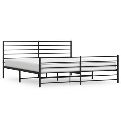 vidaXL Metal Bed Frame without Mattress with Footboard Black 72"x83.9"