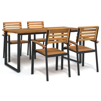 vidaXL 5 Piece Patio Dining Set Solid Wood Acacia and Metal