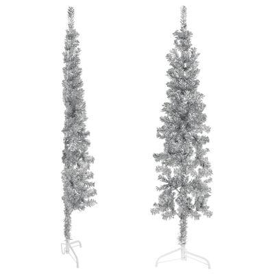 vidaXL Slim Artificial Half Christmas Tree with Stand Silver 4 ft