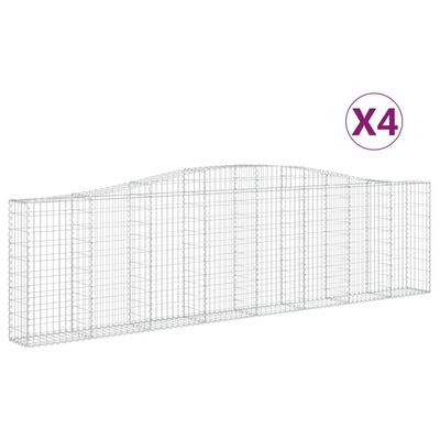 vidaXL Arched Gabion Baskets 4 pcs 157.5"x11.8"x39.4"/47.2" Galvanized Iron