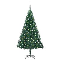 vidaXL Artificial Pre-lit Christmas Tree with Ball Set Green 47.2" PVC