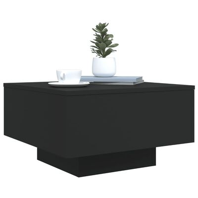 vidaXL Coffee Table with LED Lights Black 21.7"x21.7"x12.2"