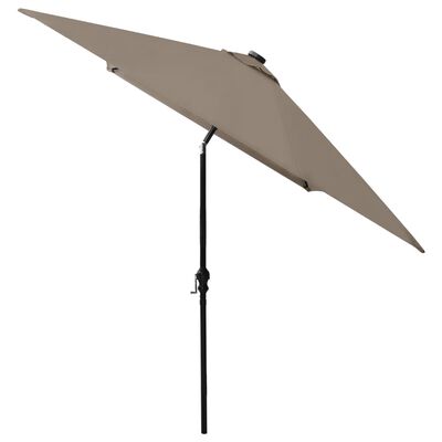 vidaXL Garden Parasol with LEDs and Steel Pole Taupe 6.6'x9.8'